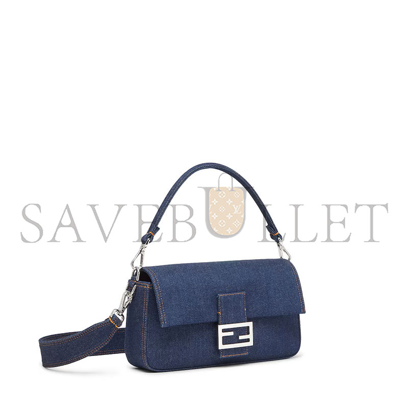 FENDI BAGUETTE BLUE DENIM BAG 8BR600AL9WF0KR1 (27*15*6cm)